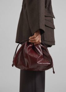 Women Bags Morgan Crackled Faux Leather Small Pouch - Burgundy Red The Frankie Shop - Image 3