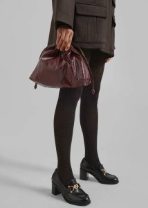 Women Bags Morgan Crackled Faux Leather Small Pouch - Burgundy Red The Frankie Shop - Image 5