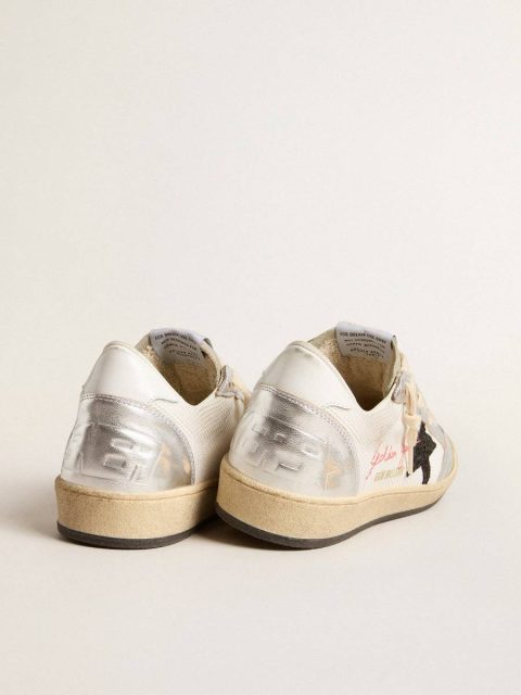Women Ball Star Ball Star In White Mesh With Black Glitter Star And Silver Inserts Golden Goose - Image 4