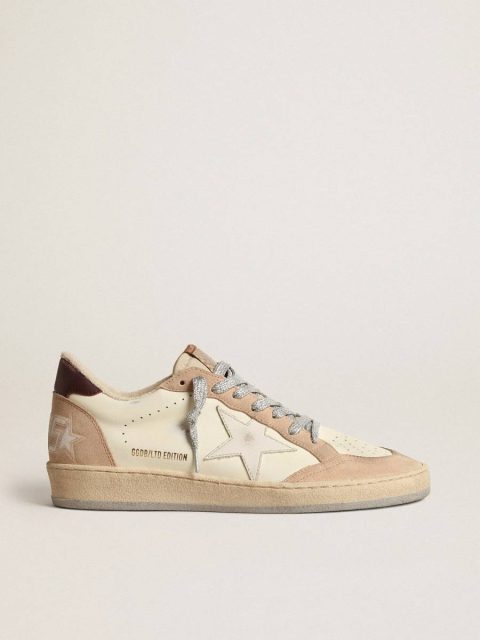 Women Ball Star Golden Goose Light Yellow Women's Ball Star Ltd With White Star And Burgundy Leather Heel Tab