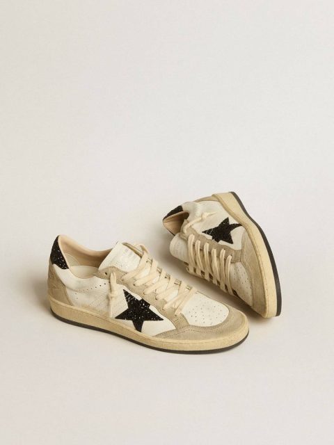 Women Ball Star In Nappa And Suede With Black Glitter Star And Heel Tab Ball Star Golden Goose - Image 2