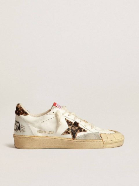Women Ball Star In Nappa With Leopard-Print Pony Skin Star And Heel Tab Golden Goose Ball Star