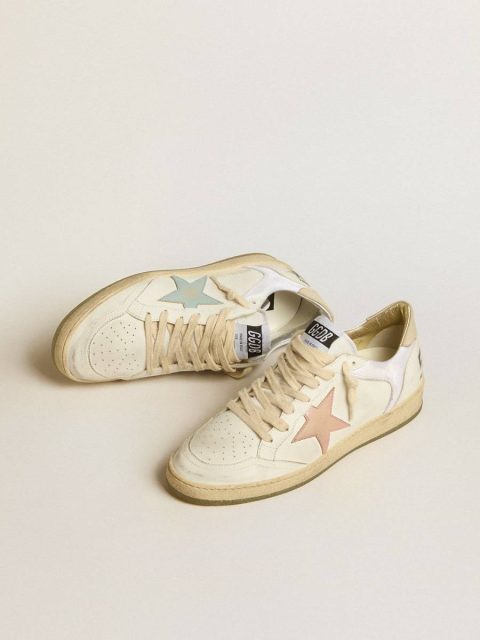 Women Ball Star In Nylon And Leather With Pink And Light Blue Star And Beige Heel Tab Ball Star Golden Goose - Image 2