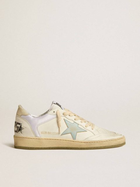Women Ball Star In Nylon And Leather With Pink And Light Blue Star And Beige Heel Tab Ball Star Golden Goose