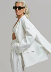 Women Bea Blazer - White White Outerwear The Frankie Shop - Image 4