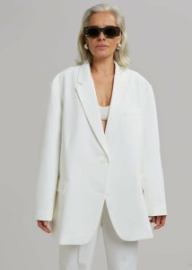 Women Bea Blazer - White White Outerwear The Frankie Shop - Image 5