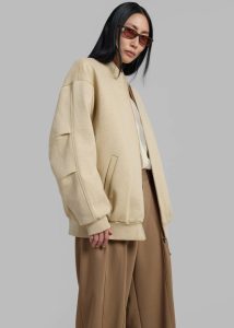 Women Beige Jura Cotton Bomber Jacket - Beige The Frankie Shop Outerwear - Image 2
