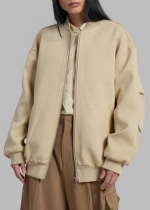 Women Beige Jura Cotton Bomber Jacket - Beige The Frankie Shop Outerwear - Image 3