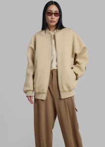 Women Beige Jura Cotton Bomber Jacket - Beige The Frankie Shop Outerwear - Image 4