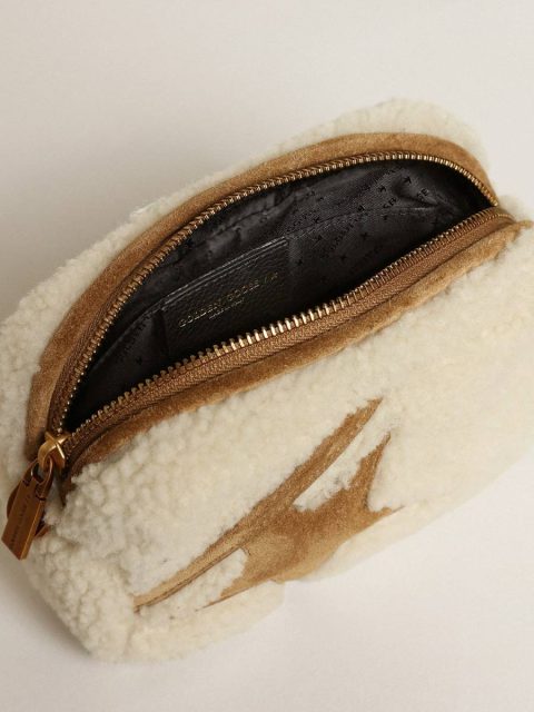 Women Beige Mini Star Bag In Beige Shearling With Suede Star Golden Goose Crossbody Bags - Image 4