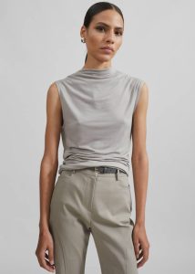 Women Beige Salma Drop Back Blouse - Beige Tops The Frankie Shop - Image 5