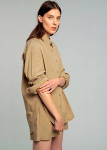 Women Beige Tops Lui Organic Cotton Shirt - Sahara The Frankie Shop