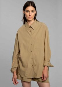 Women Beige Tops Lui Organic Cotton Shirt - Sahara The Frankie Shop - Image 4