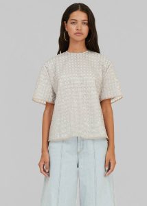 Women Beige Tops Rotate Beaded Oversized Top - Beige The Frankie Shop - Image 5