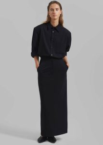 Women Black Bottoms Hollis Back Slit Skirt - Black The Frankie Shop