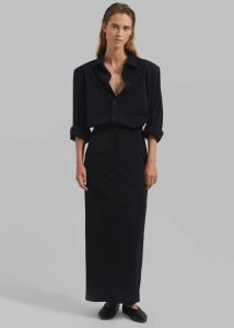 Women Black Bottoms Hollis Back Slit Skirt - Black The Frankie Shop - Image 4