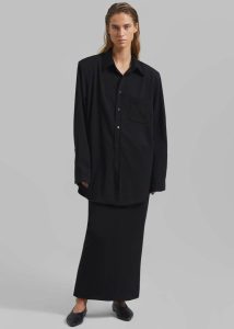 Women Black Bottoms Hollis Back Slit Skirt - Black The Frankie Shop - Image 5