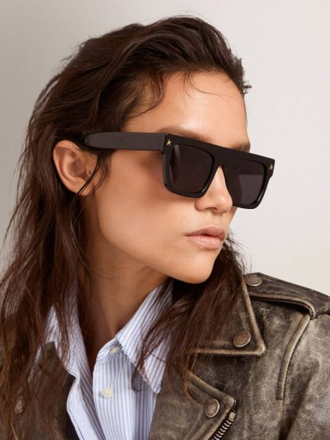 Women Black Sunglasses Square Sunglasses With Black Frame And Gold Details Golden Goose - Image 3