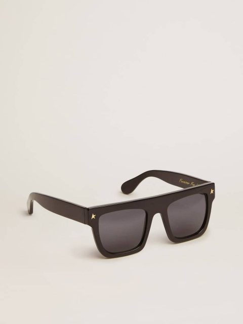 Women Black Sunglasses Square Sunglasses With Black Frame And Gold Details Golden Goose