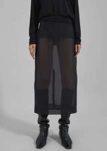 Women Black The Frankie Shop Bottoms Yara Sheer Midi Skirt - Black - Image 2