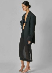 Women Black The Frankie Shop Bottoms Yara Sheer Midi Skirt - Black