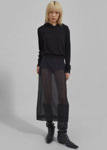 Women Black The Frankie Shop Bottoms Yara Sheer Midi Skirt - Black - Image 3