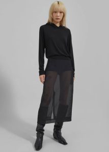 Women Black The Frankie Shop Bottoms Yara Sheer Midi Skirt - Black - Image 4