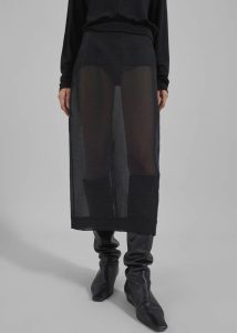 Women Black The Frankie Shop Bottoms Yara Sheer Midi Skirt - Black - Image 5