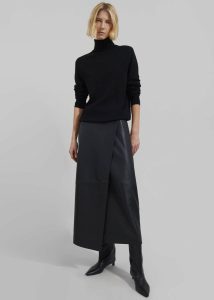 Women Black The Frankie Shop Hedi Leather Midi Wrap Skirt - Black Bottoms - Image 2
