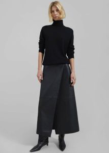 Women Black The Frankie Shop Hedi Leather Midi Wrap Skirt - Black Bottoms - Image 4