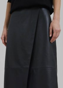 Women Black The Frankie Shop Hedi Leather Midi Wrap Skirt - Black Bottoms - Image 5