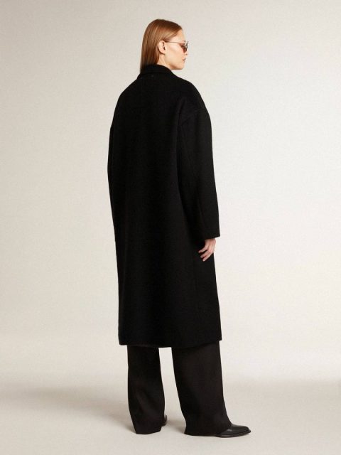 Women Black Women's Single-Breasted Black Cocoon Coat Coats & Jackets Golden Goose - Image 3
