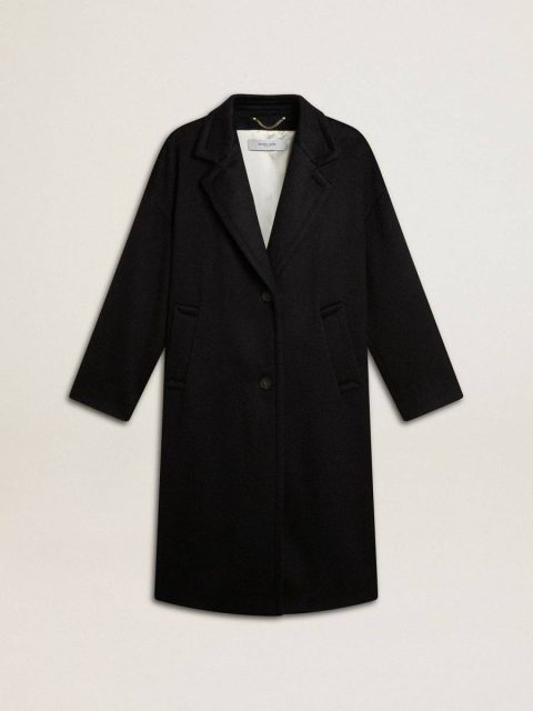 Women Black Women's Single-Breasted Black Cocoon Coat Coats & Jackets Golden Goose