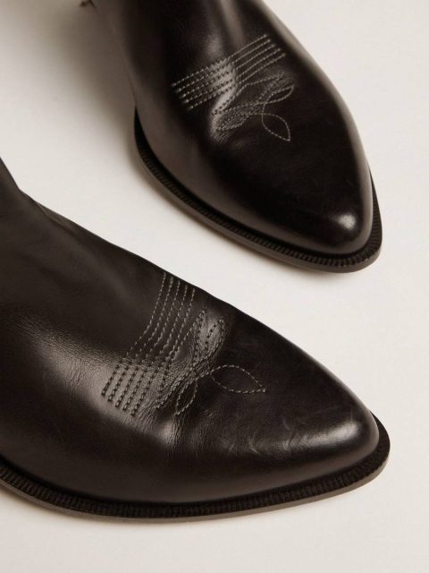 Women Black Women's Sunset Boots In Black Leather Golden Goose Boots - Image 3