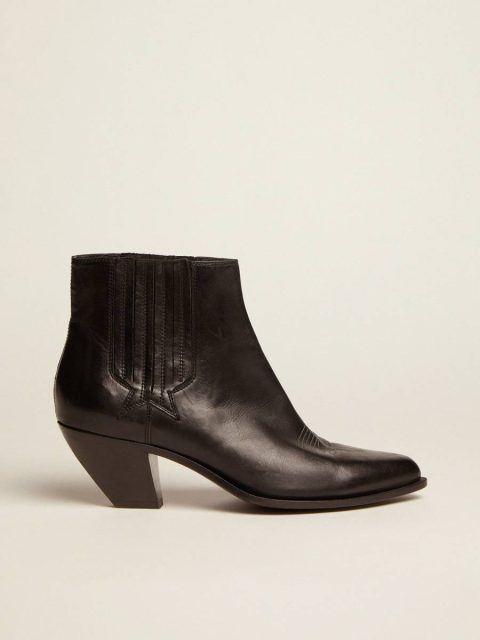 Women Black Women's Sunset Boots In Black Leather Golden Goose Boots