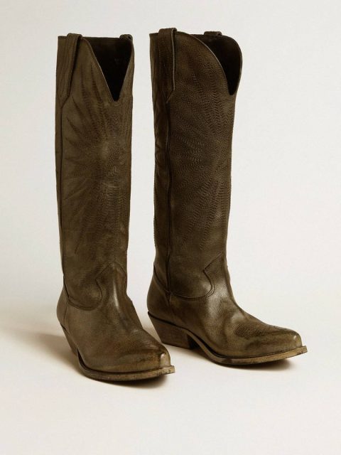 Women Black Women's Wish Star Boots In Black Leather With Star Embroidery Boots Golden Goose - Image 2