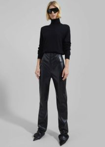 Women Black Ziggy Long Leather Pants - Black The Frankie Shop Bottoms - Image 2