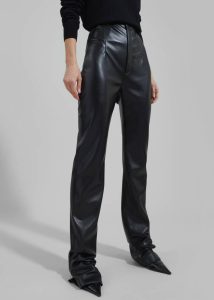 Women Black Ziggy Long Leather Pants - Black The Frankie Shop Bottoms
