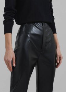 Women Black Ziggy Long Leather Pants - Black The Frankie Shop Bottoms - Image 3