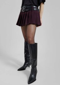 Women Blake Mini Pleated Skirt - Burgundy Red Bottoms The Frankie Shop - Image 2
