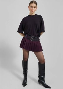 Women Blake Mini Pleated Skirt - Burgundy Red Bottoms The Frankie Shop - Image 5