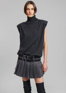 Women Blake Mini Pleated Skirt - Dark Grey Melange Grey Bottoms The Frankie Shop - Image 4