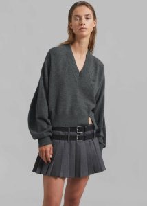 Women Blake Mini Pleated Skirt - Dark Grey Melange Grey Bottoms The Frankie Shop - Image 5