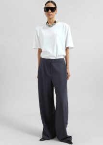 Women Blue Kemi Contrast Trim Pants - Dark Blue Bottoms The Frankie Shop - Image 2