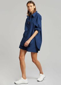 Women Blue Lui Organic Cotton Shirt - Navy The Frankie Shop Tops - Image 4