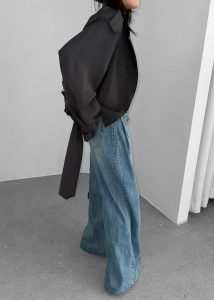 Women Blue The Frankie Shop Oakley Wide Leg Jeans - Blue Wash Bottoms - Image 2