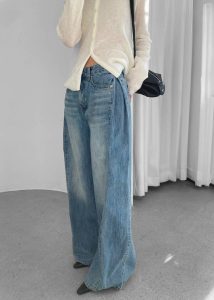 Women Blue The Frankie Shop Oakley Wide Leg Jeans - Blue Wash Bottoms