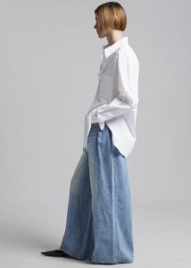 Women Blue The Frankie Shop Oakley Wide Leg Jeans - Blue Wash Bottoms - Image 3