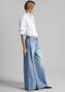 Women Blue The Frankie Shop Oakley Wide Leg Jeans - Blue Wash Bottoms - Image 5