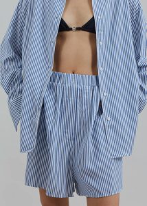 Women Bottoms Multi Lui Fluid Boxer Shorts - White/Blue Stripe The Frankie Shop - Image 3